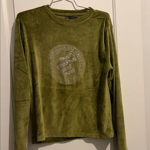 Rocawear Olive Long Sleeve Top with Rhinstones